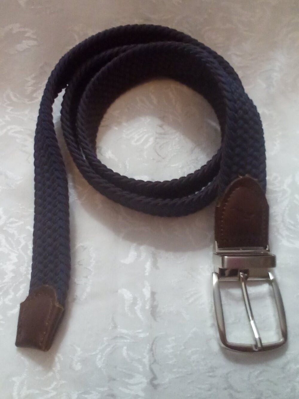 TOMMY BAHAMA L/XL 38"-42" x 1.5" REVERSIBLE COMFORT STRETCH BRAIDED NAVY LEATHER